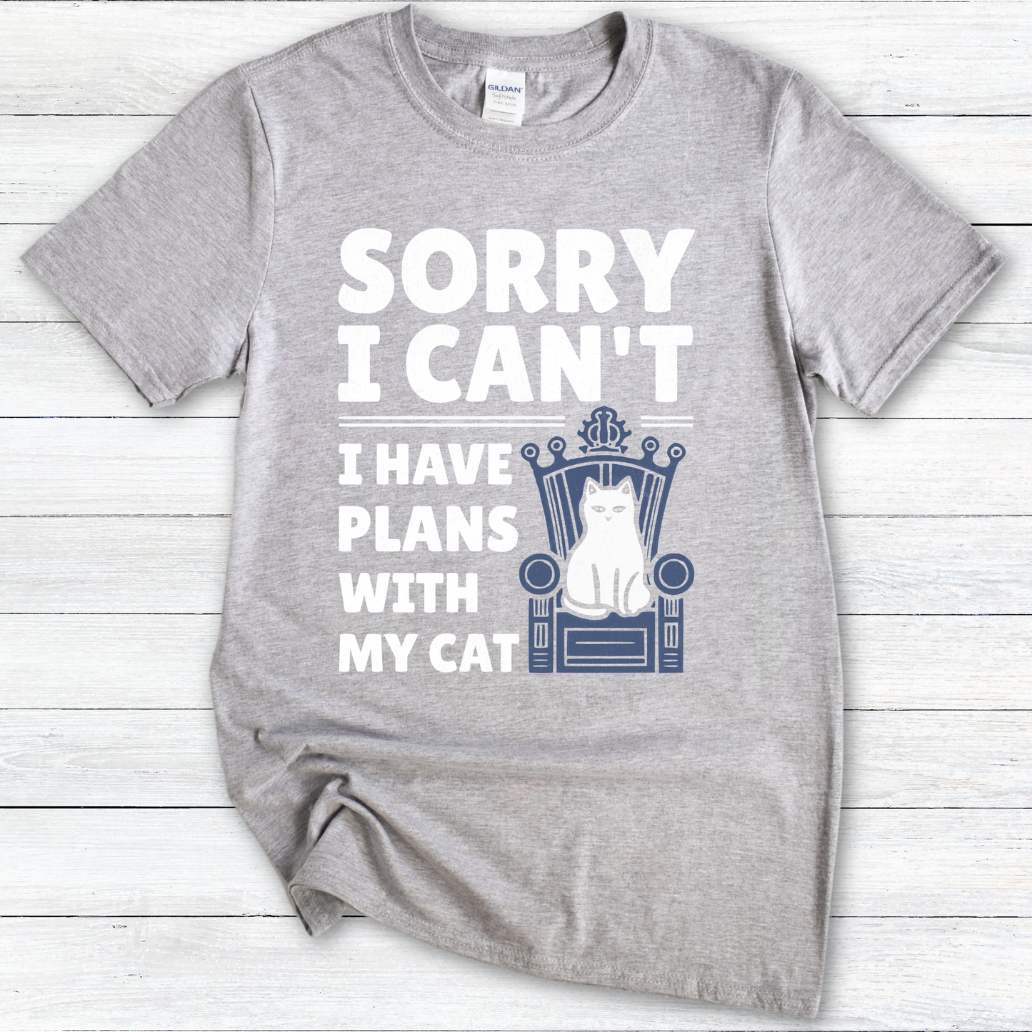Funny Cat Lover T-Shirt, Sorry I Can't I Have Plans with My Cat, Softstyle Tee, Cat Mom Gift, Cat Dad Shirt, Cat Owner Top