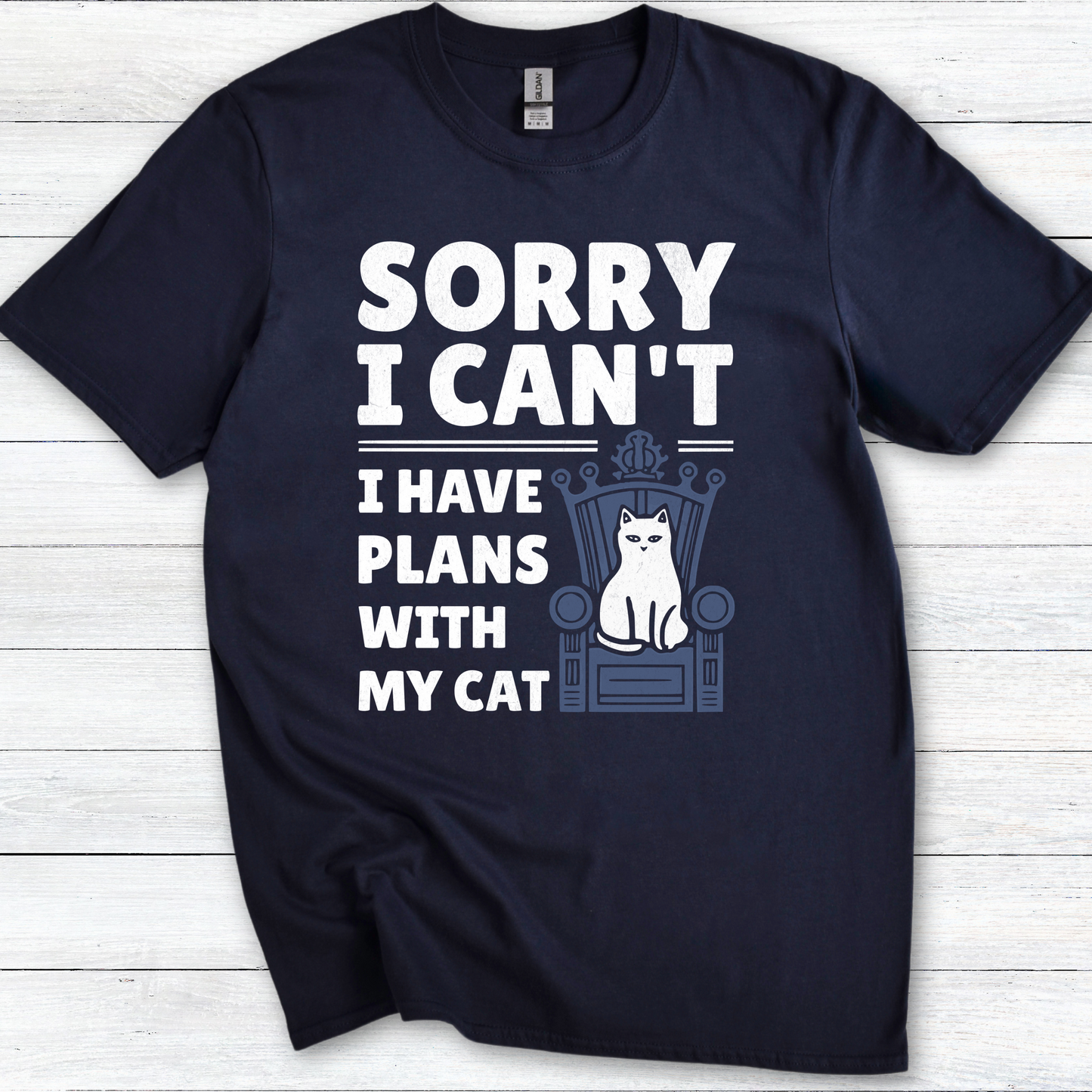 Funny Cat Lover T-Shirt, Sorry I Can't I Have Plans with My Cat, Softstyle Tee, Cat Mom Gift, Cat Dad Shirt, Cat Owner Top