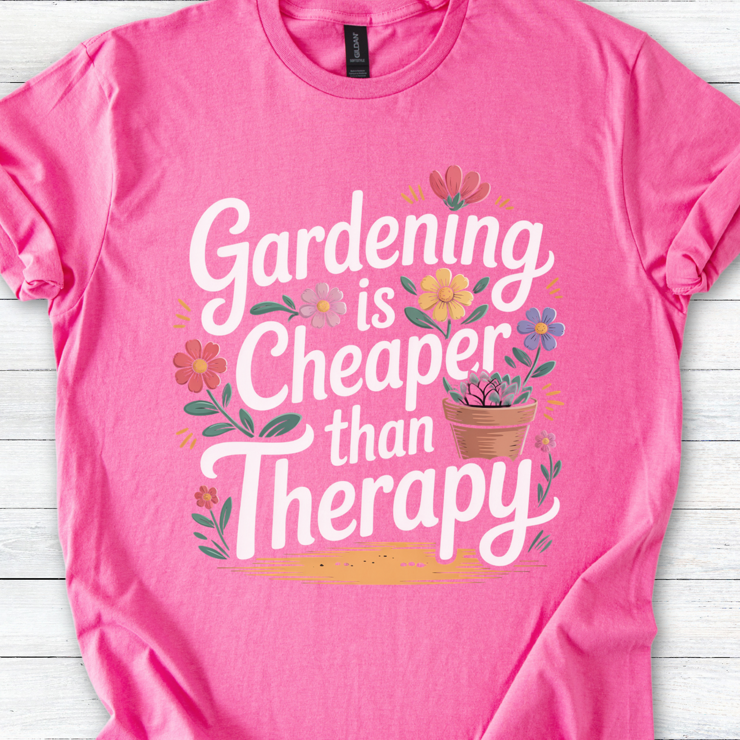 Gardening Shirt, Plant Lover Tee, Garden Gift, Mental Health Humor Tee, Gardening Is Cheaper Than Therapy T-Shirt for Women Men