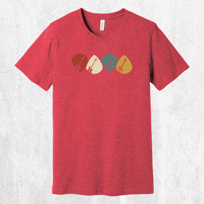 Guitar Plectrum Quartet T-Shirt | 4 Pick Silhouette Tee