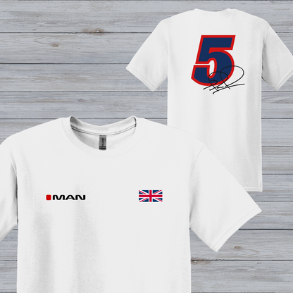 Nigel Mansell Signature T-Shirt - British Racing Legend Fan Shirt, Number 5 & Autograph, Racing Enthusiast Gift, Vintage F1 Apparel,
