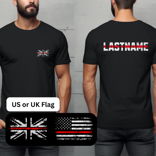 Custom Firefighter Thin Red Line Flag Shirt, Firefighter Gift, Personalized Fireman or Firewoman Gift, Fire Department Gift