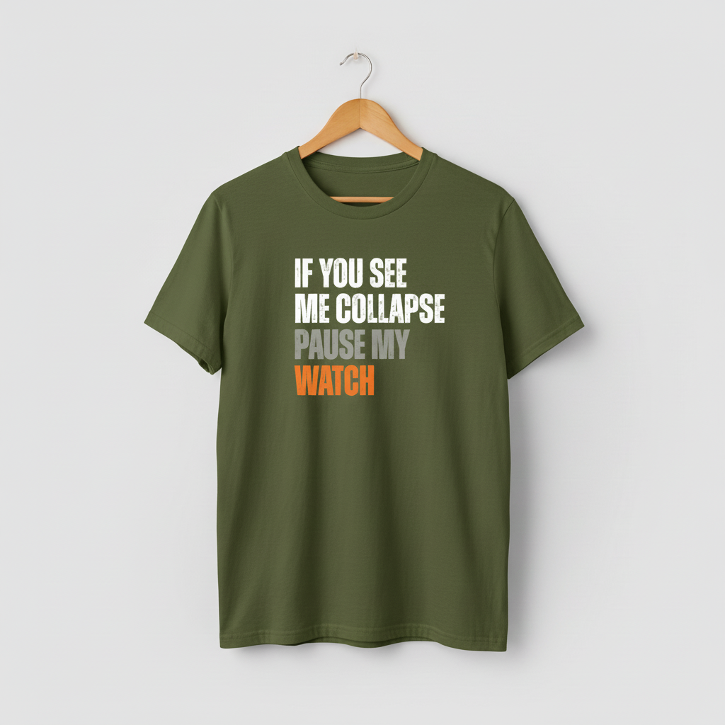 Runner Gift T-Shirt, Fitness Tee, Workout Shirt, Exercise Top, Marathon Runner Present, If You See Me Collapse, Pause My Watch