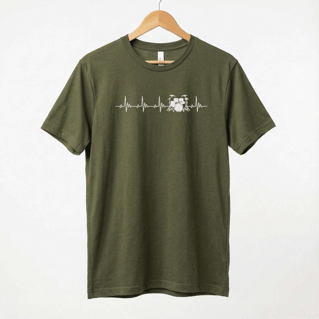 Heartbeat Drum Set T-Shirt | Heart Beats for Drumming Tee