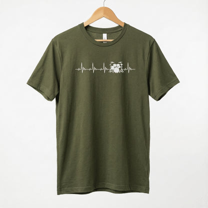 Heartbeat Drum Set T-Shirt | Heart Beats for Drumming Tee