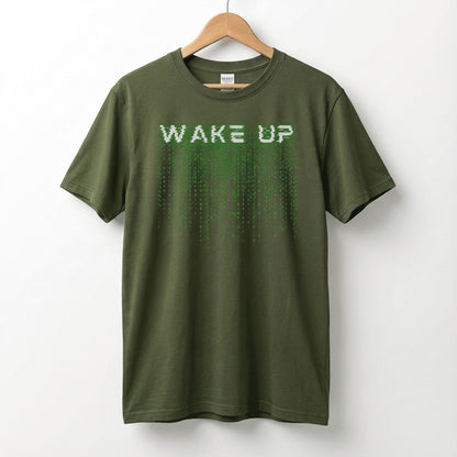 Wake Up Glitch Tee — Matrix-Inspired Cyberpunk Sci‑Fi T-Shirt for Tech & Movie Fans