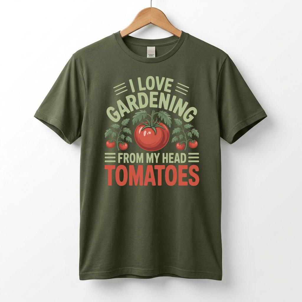 I Love Gardening From My Head Tomatoes T-Shirt | Funny Plant Lover Tee