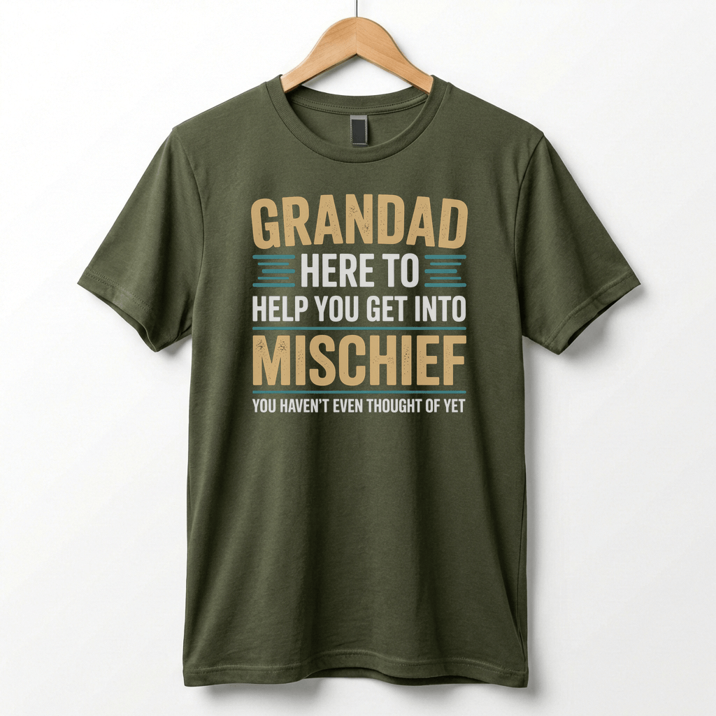 Grandad Here To Help You Get Into Mischief Tee | Funny Grandfather Shirt