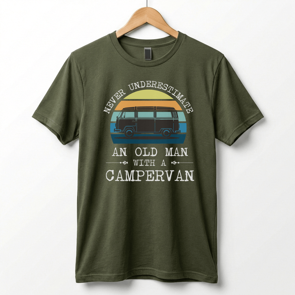 Never Underestimate An Old Man With A Campervan T-Shirt | Campervan Graphic Tee