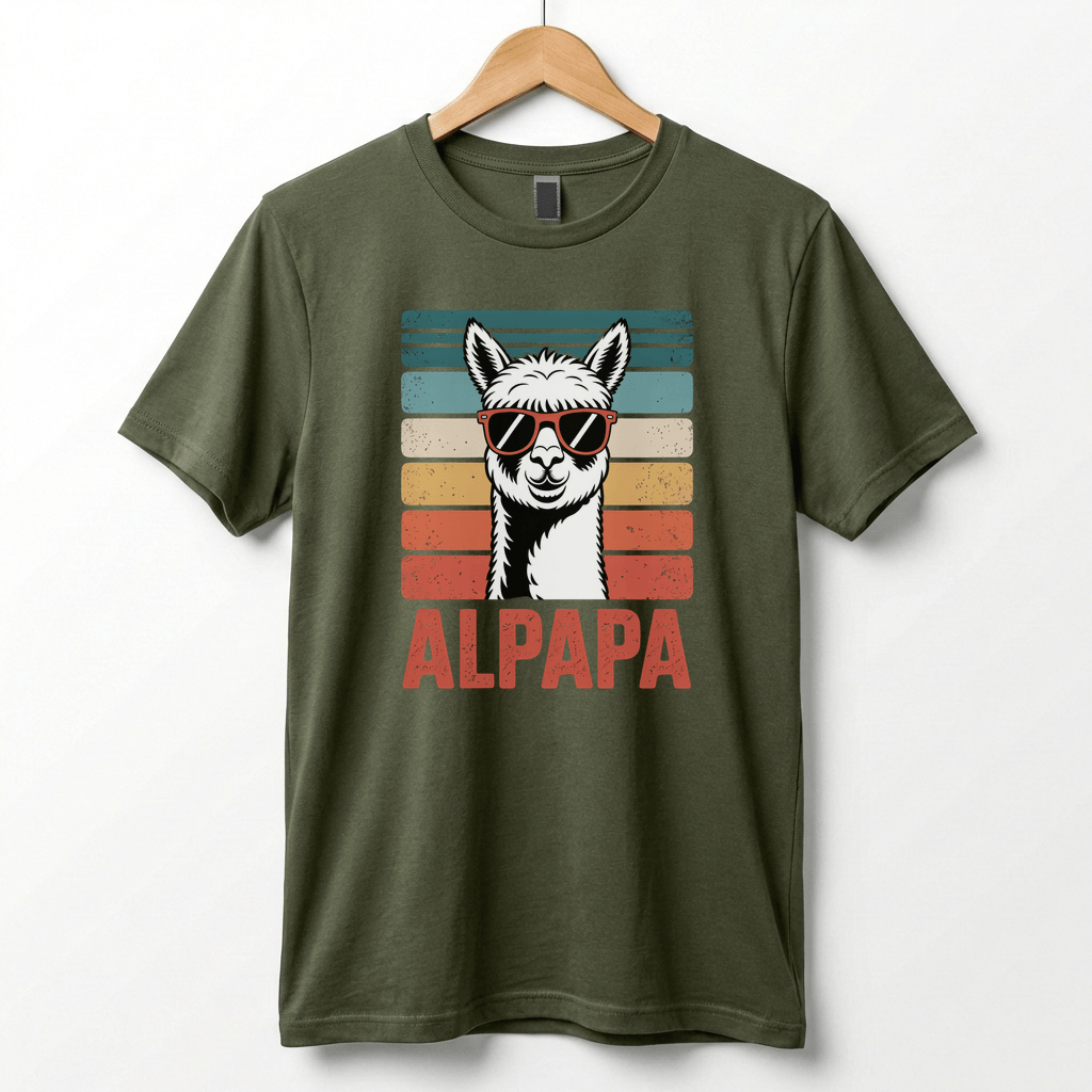 Alpapa Retro Alpaca Dad T-Shirt - Funny Father's Day Gift for Dads - Vintage Pun Shirt