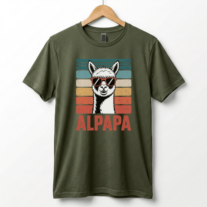 Alpapa Retro Alpaca Dad T-Shirt - Funny Father's Day Gift for Dads - Vintage Pun Shirt