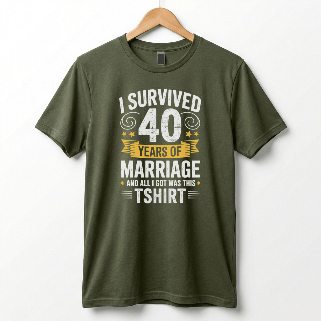 I Survived 40 Years of Marriage Funny Ruby Wedding Anniversary T-Shirt