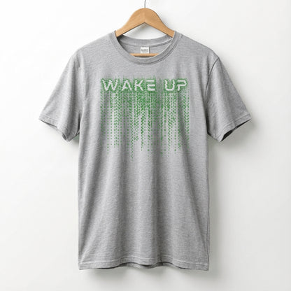 Wake Up Glitch Tee — Matrix-Inspired Cyberpunk Sci‑Fi T-Shirt for Tech & Movie Fans