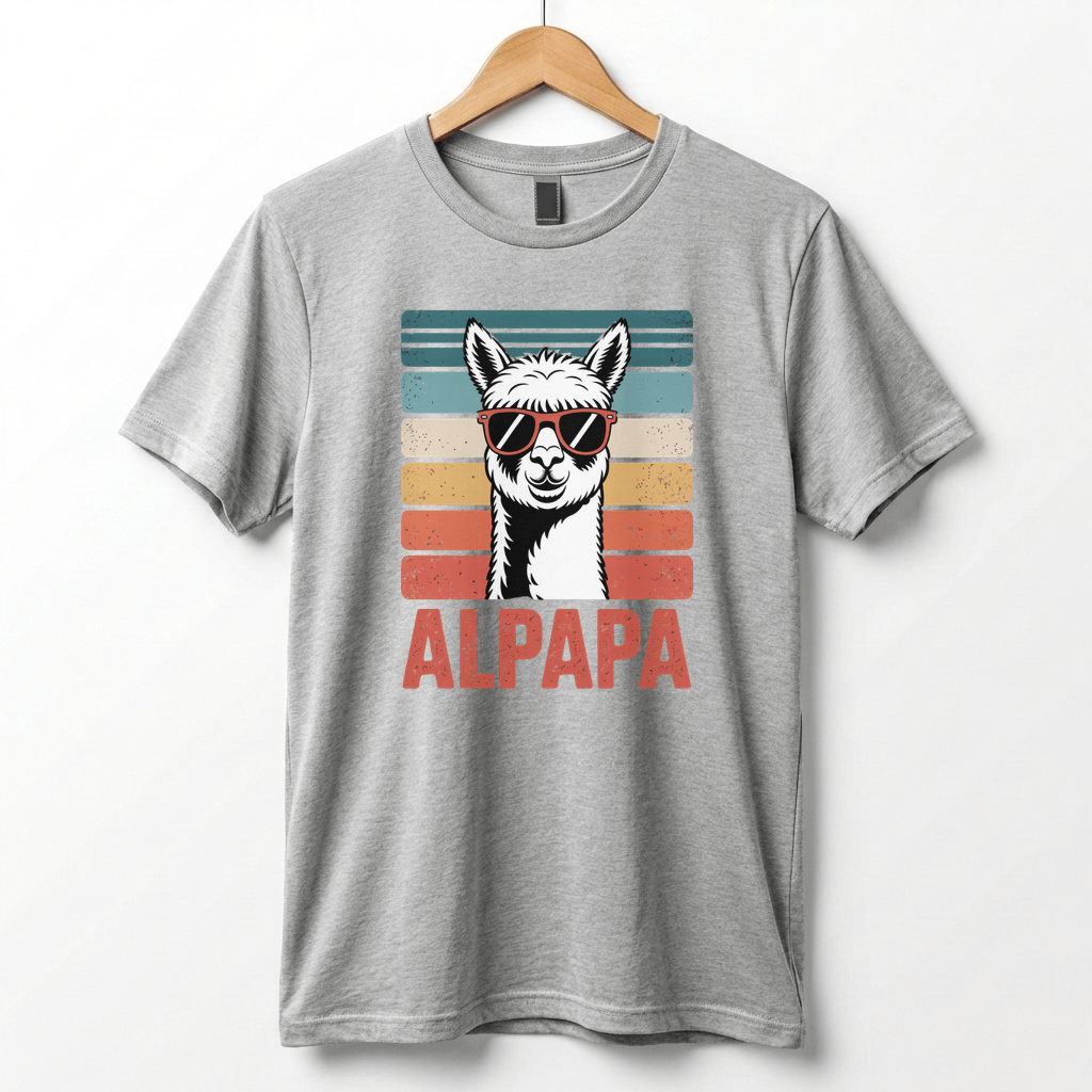Alpapa Retro Alpaca Dad T-Shirt - Funny Father's Day Gift for Dads - Vintage Pun Shirt