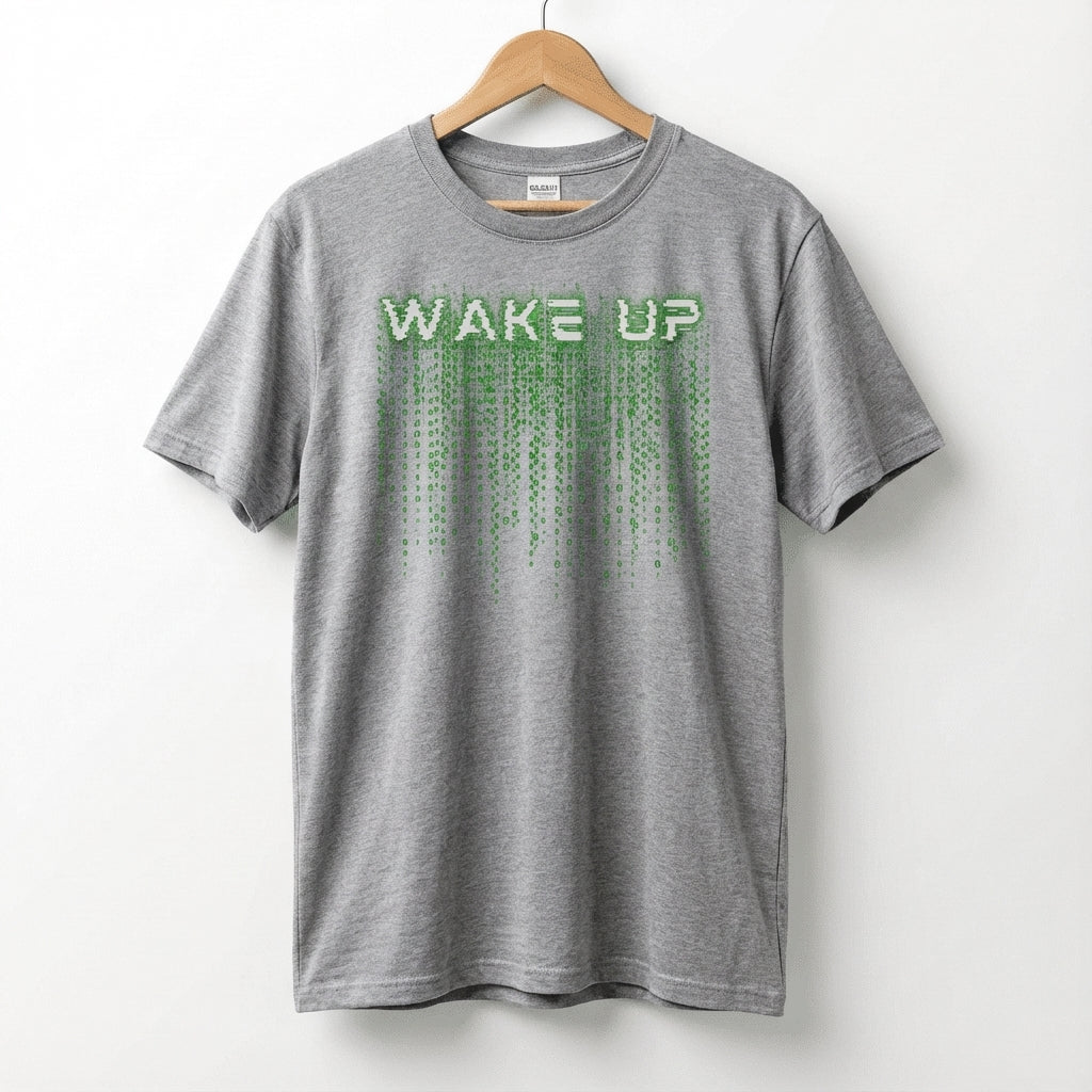 Wake Up Glitch Tee — Matrix-Inspired Cyberpunk Sci‑Fi T-Shirt for Tech & Movie Fans