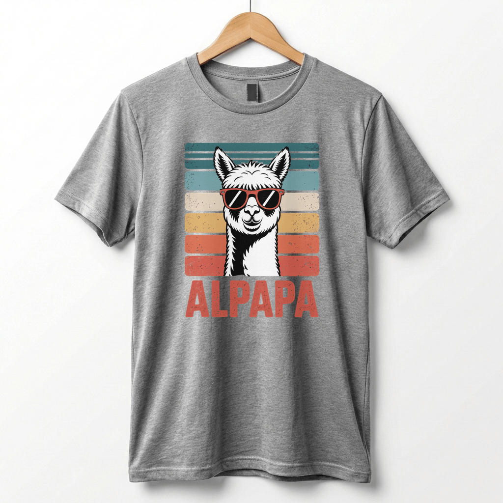 Alpapa Retro Alpaca Dad T-Shirt - Funny Father's Day Gift for Dads - Vintage Pun Shirt