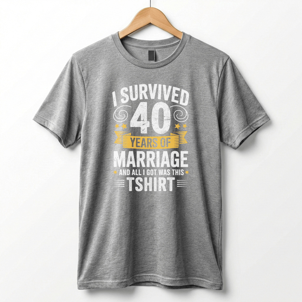 I Survived 40 Years of Marriage Funny Ruby Wedding Anniversary T-Shirt