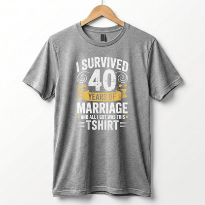 I Survived 40 Years of Marriage Funny Ruby Wedding Anniversary T-Shirt