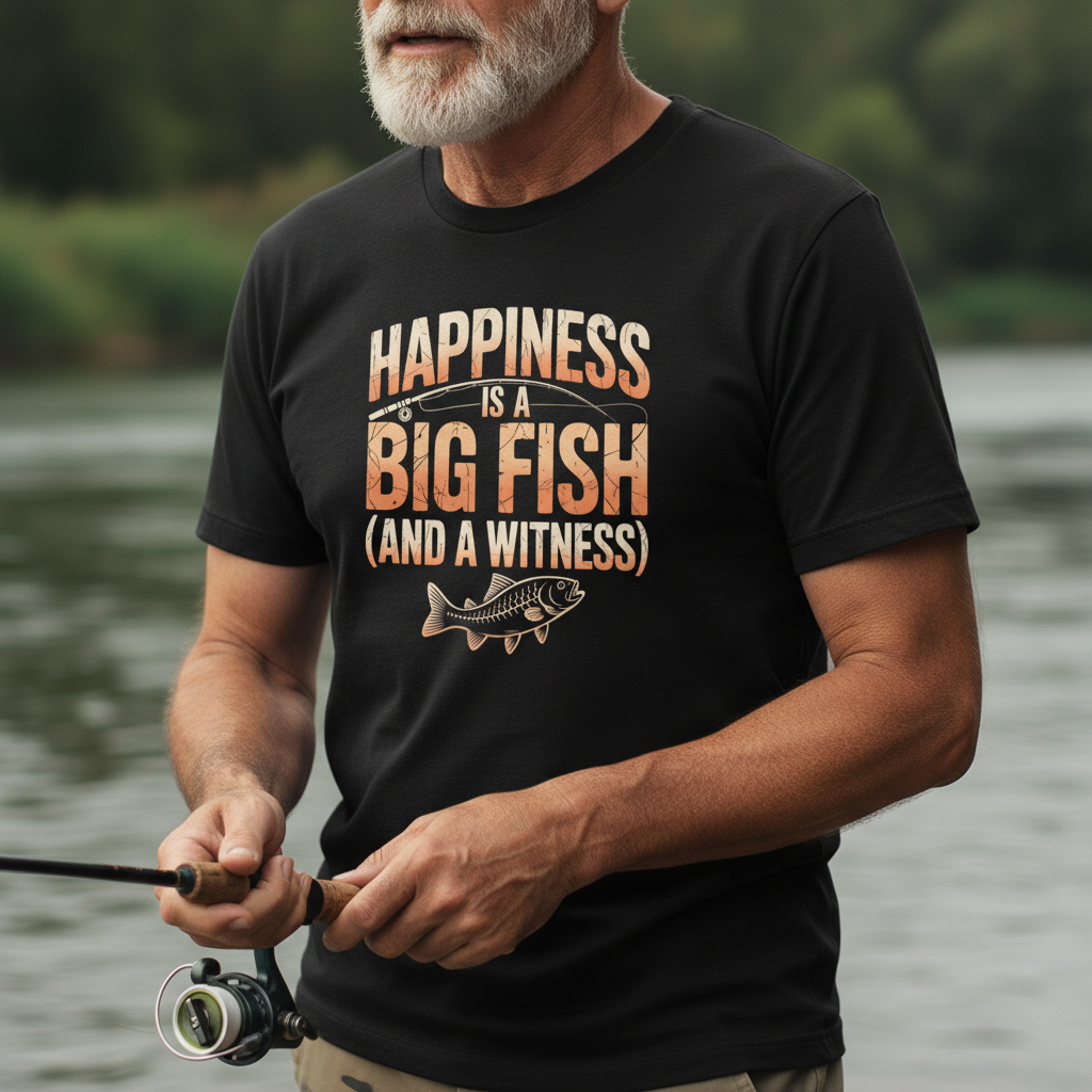 Fishing Gift T-Shirt, Fishing Lover Tee, Fisherman Shirt, Outdoor Adventure Top, Happy Fisherman Present