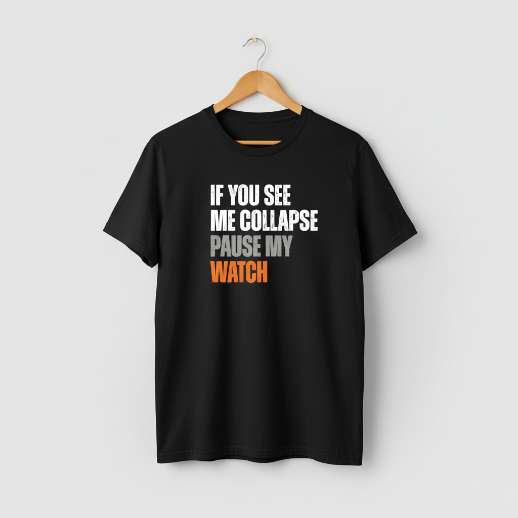 Runner Gift T-Shirt, Fitness Tee, Workout Shirt, Exercise Top, Marathon Runner Present, If You See Me Collapse, Pause My Watch