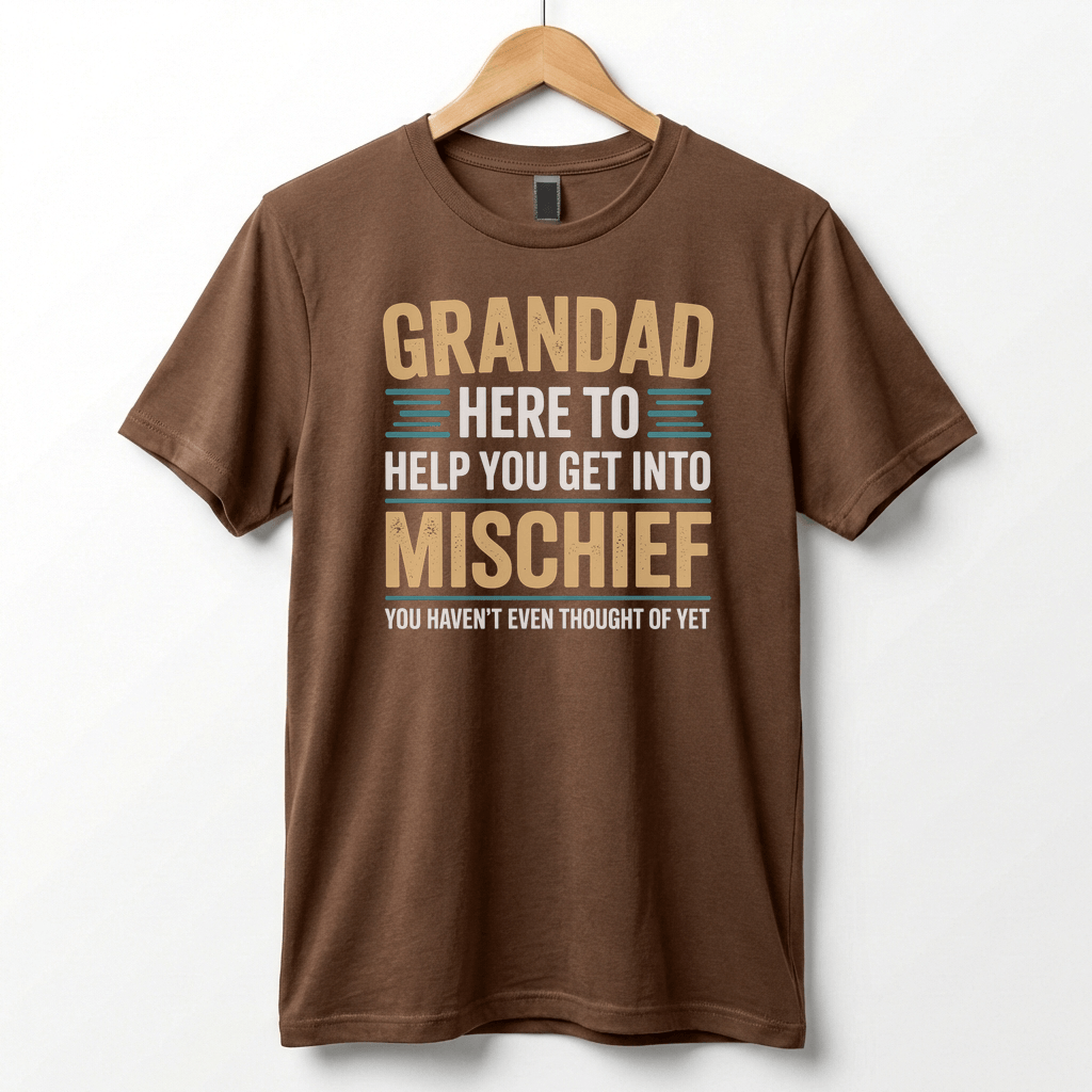 Grandad Here To Help You Get Into Mischief Tee | Funny Grandfather Shirt