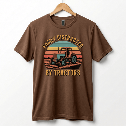 Easily Distracted by Tractors T-Shirt | Retro Farm Tractor Graphic