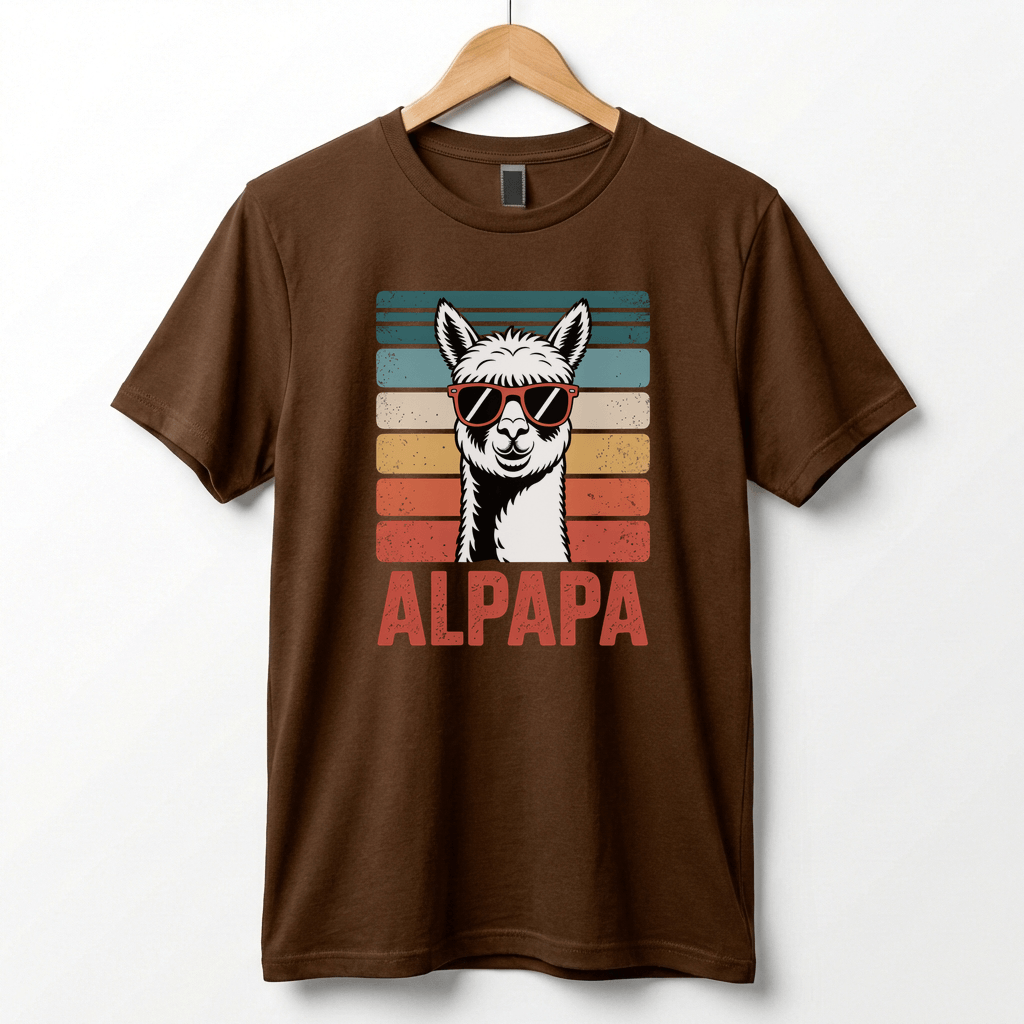 Alpapa Retro Alpaca Dad T-Shirt - Funny Father's Day Gift for Dads - Vintage Pun Shirt