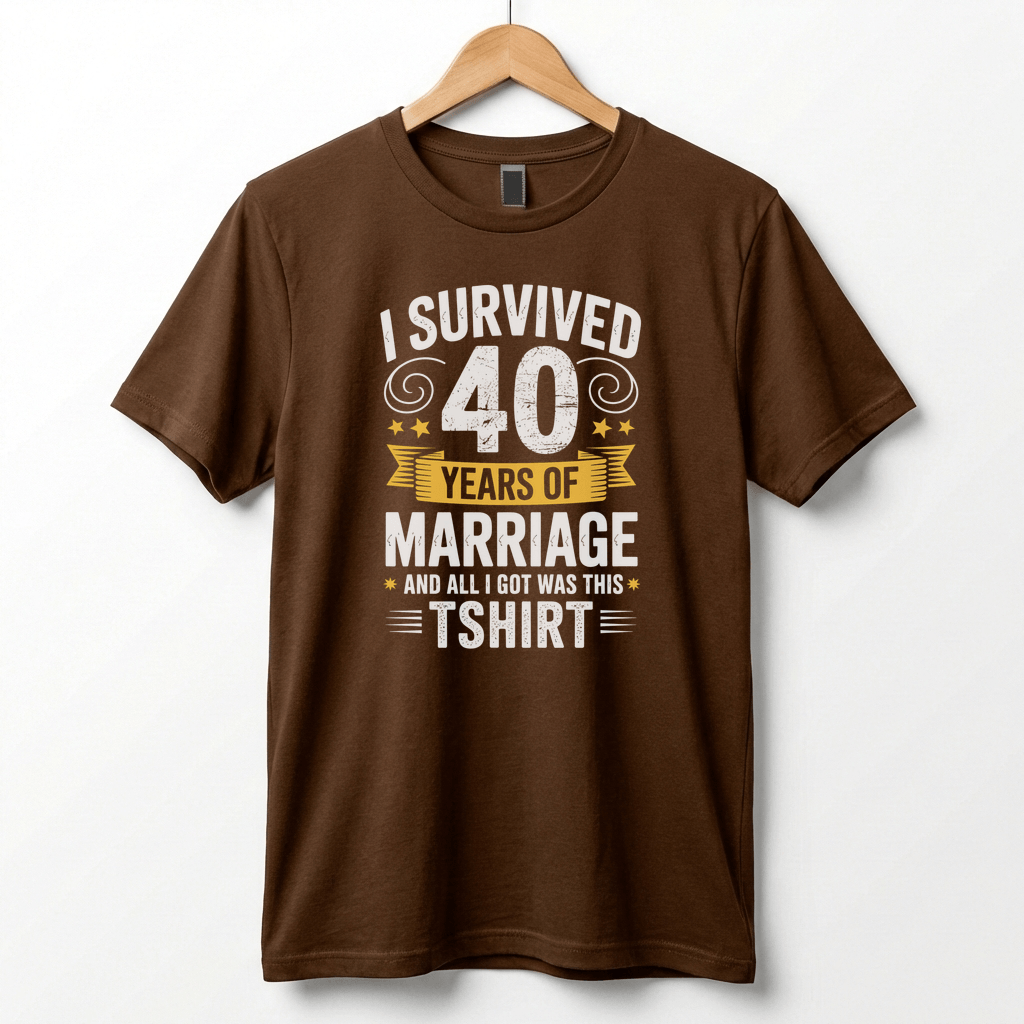 I Survived 40 Years of Marriage Funny Ruby Wedding Anniversary T-Shirt
