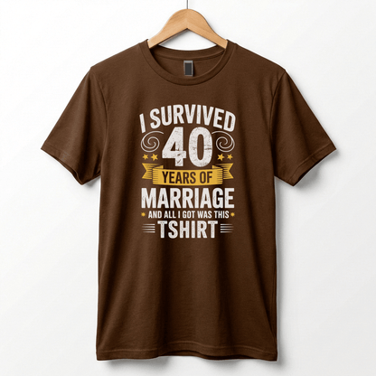 I Survived 40 Years of Marriage Funny Ruby Wedding Anniversary T-Shirt