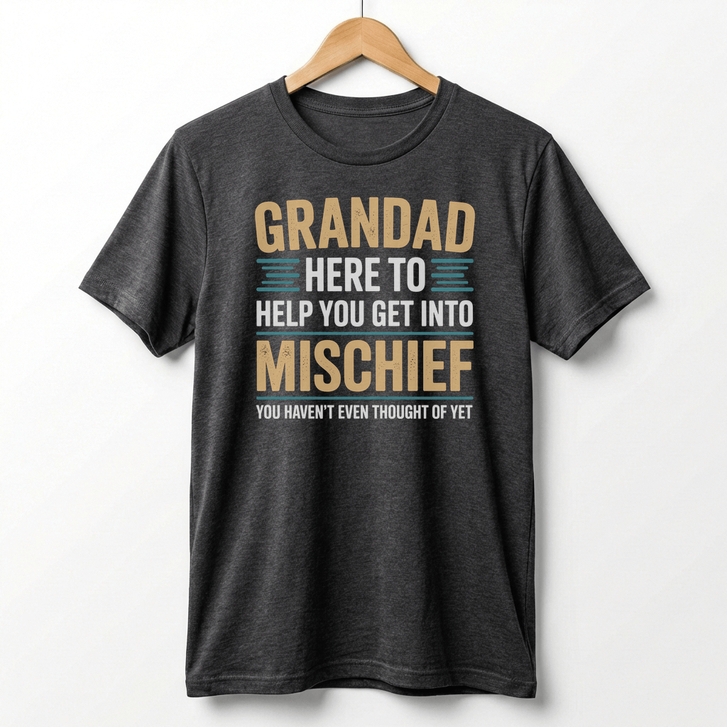 Grandad Here To Help You Get Into Mischief Tee | Funny Grandfather Shirt