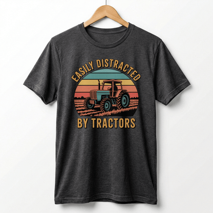 Easily Distracted by Tractors T-Shirt | Retro Farm Tractor Graphic