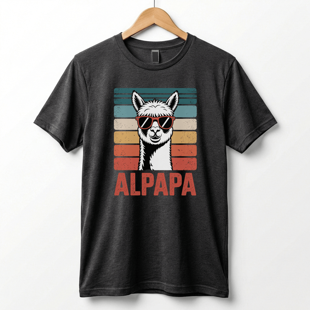 Alpapa Retro Alpaca Dad T-Shirt - Funny Father's Day Gift for Dads - Vintage Pun Shirt