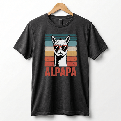 Alpapa Retro Alpaca Dad T-Shirt - Funny Father's Day Gift for Dads - Vintage Pun Shirt
