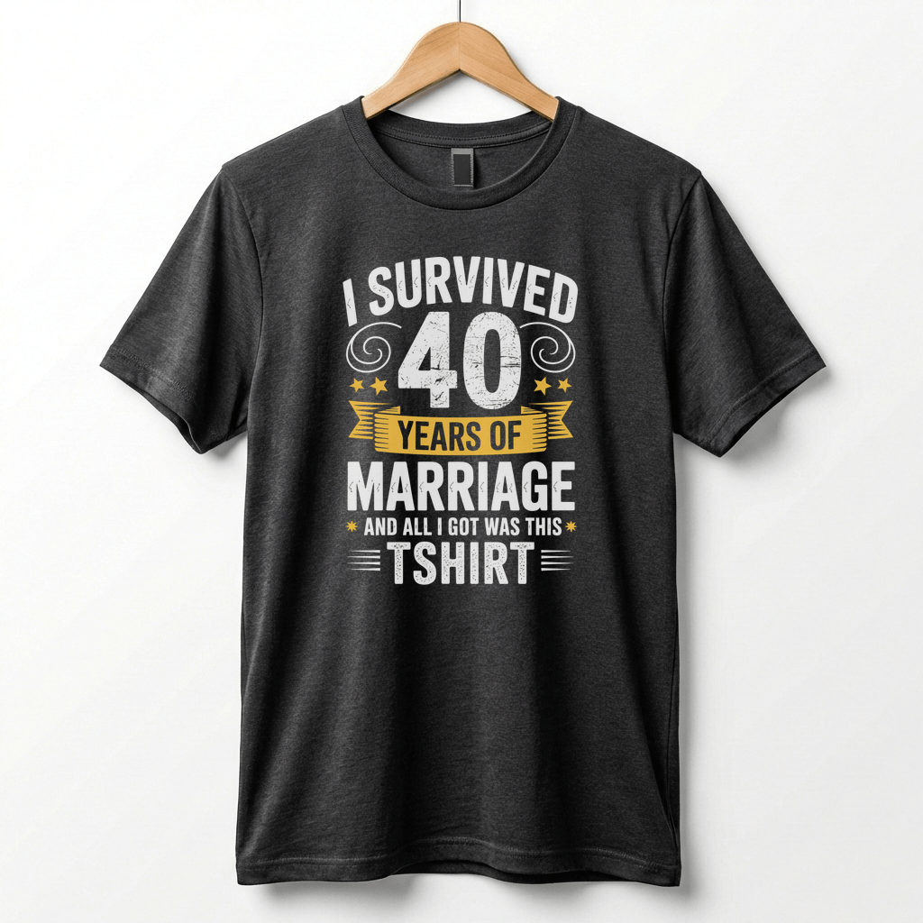 I Survived 40 Years of Marriage Funny Ruby Wedding Anniversary T-Shirt