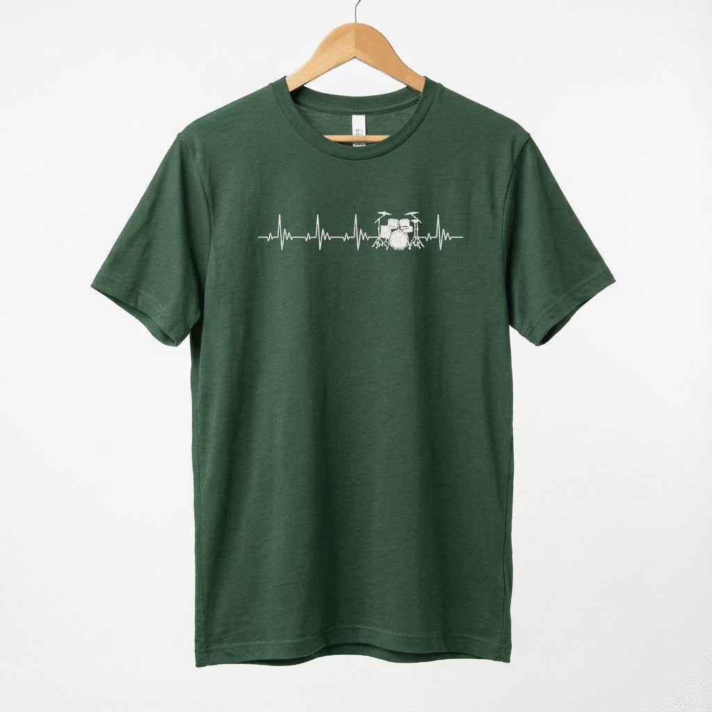Heartbeat Drum Set T-Shirt | Heart Beats for Drumming Tee