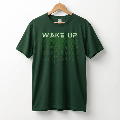 Wake Up Glitch Tee — Matrix-Inspired Cyberpunk Sci‑Fi T-Shirt for Tech & Movie Fans