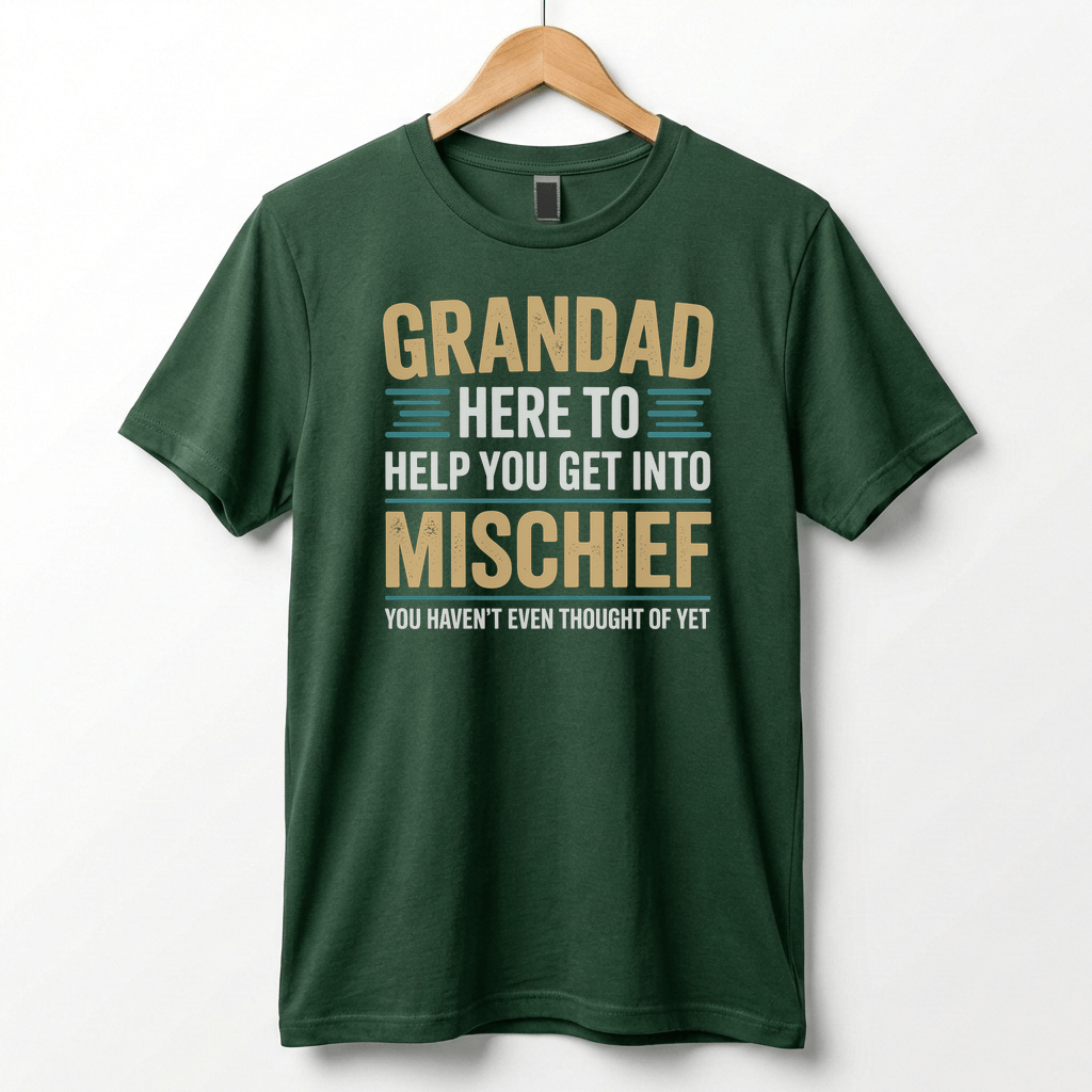 Grandad Here To Help You Get Into Mischief Tee | Funny Grandfather Shirt
