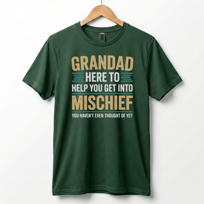 Grandad Here To Help You Get Into Mischief Tee | Funny Grandfather Shirt