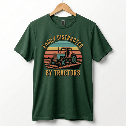 Easily Distracted by Tractors T-Shirt | Retro Farm Tractor Graphic
