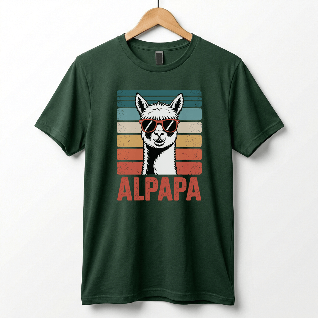 Alpapa Retro Alpaca Dad T-Shirt - Funny Father's Day Gift for Dads - Vintage Pun Shirt