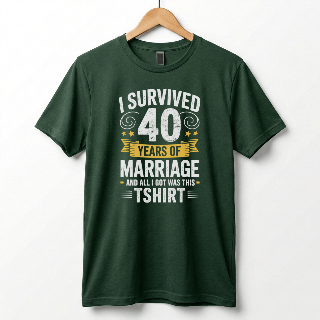 I Survived 40 Years of Marriage Funny Ruby Wedding Anniversary T-Shirt