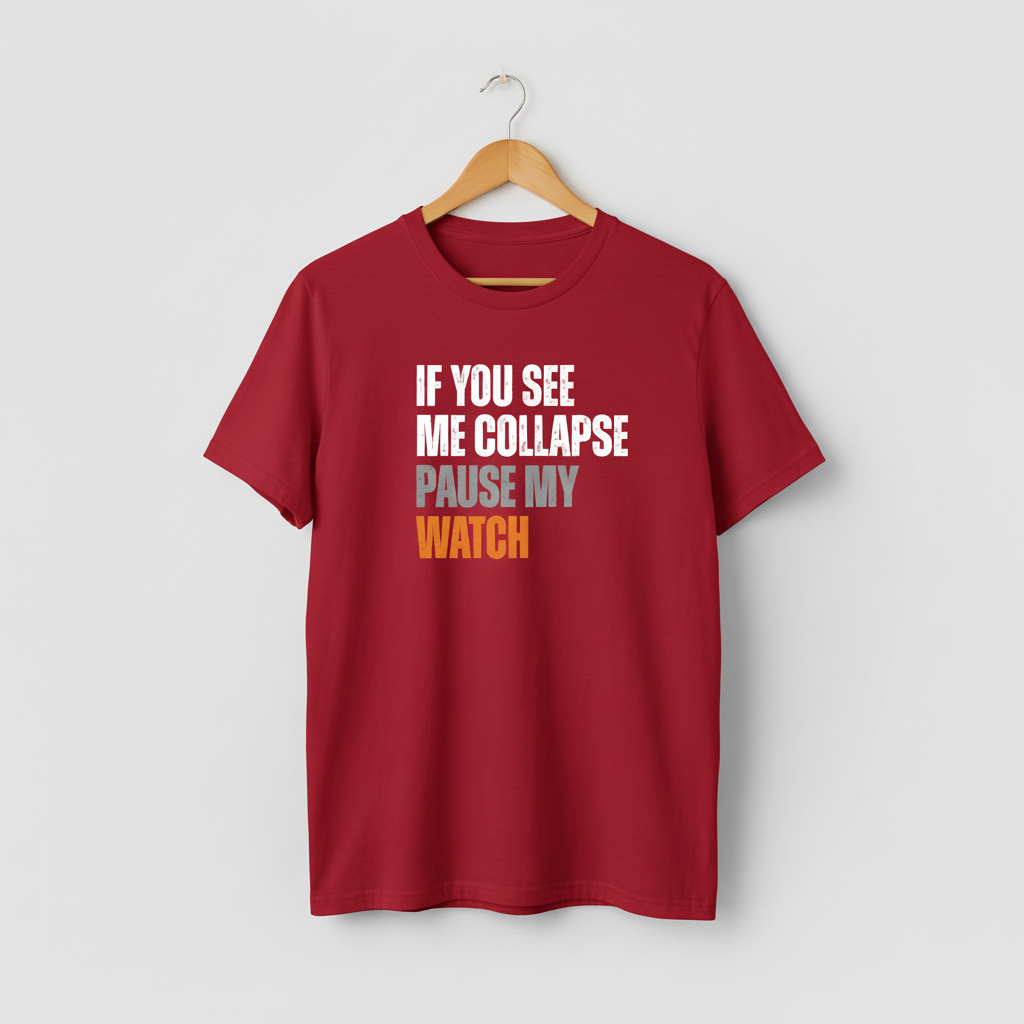 Runner Gift T-Shirt, Fitness Tee, Workout Shirt, Exercise Top, Marathon Runner Present, If You See Me Collapse, Pause My Watch