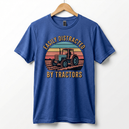 Easily Distracted by Tractors T-Shirt | Retro Farm Tractor Graphic