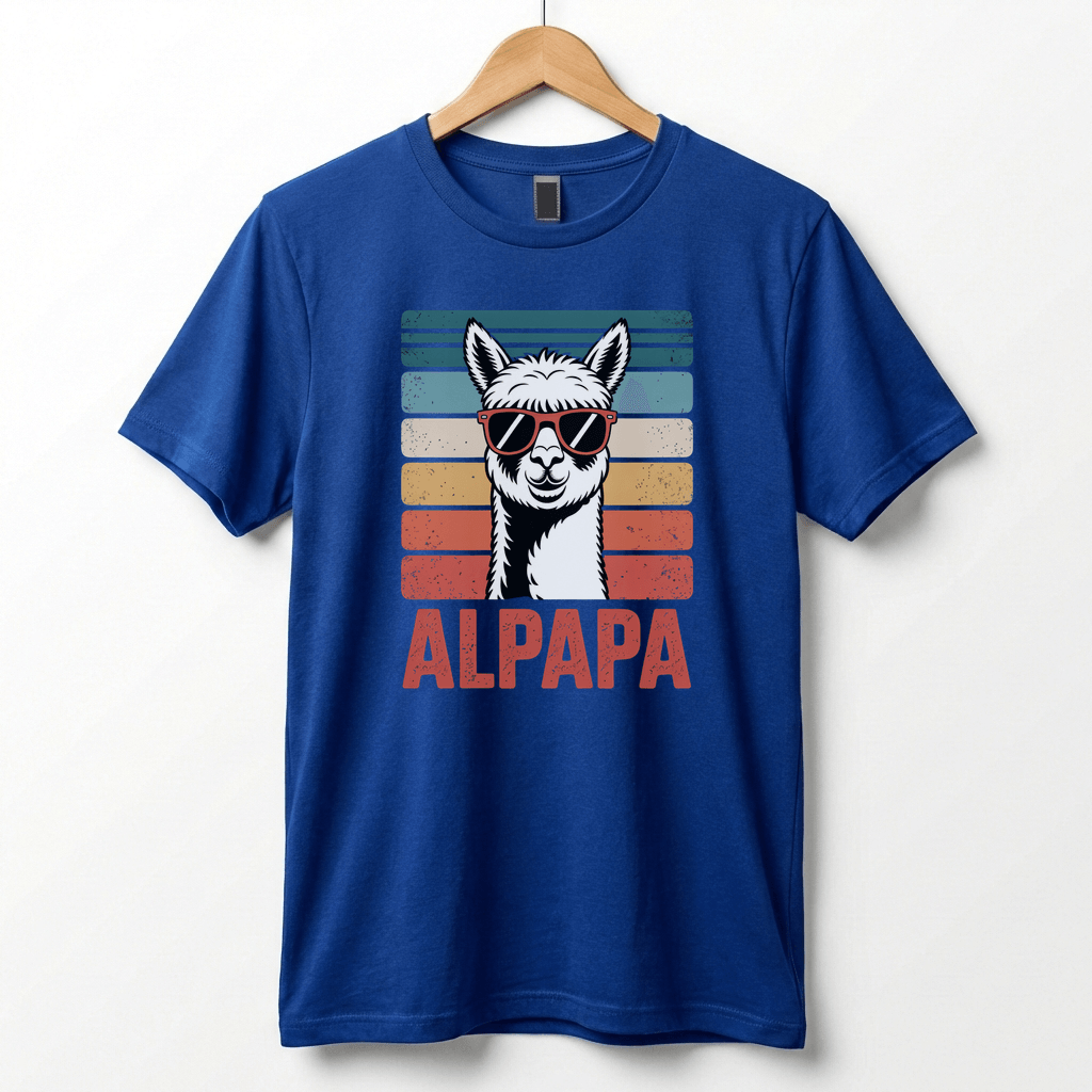Alpapa Retro Alpaca Dad T-Shirt - Funny Father's Day Gift for Dads - Vintage Pun Shirt
