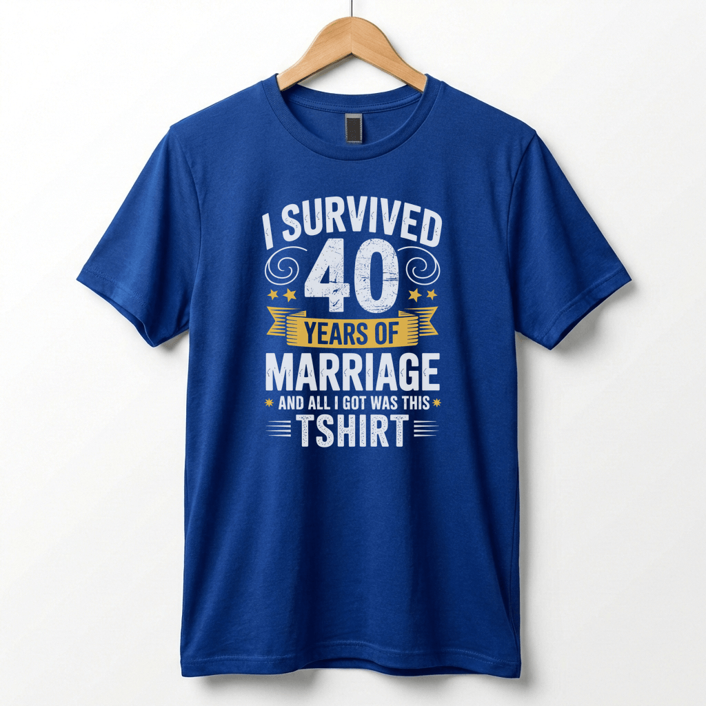 I Survived 40 Years of Marriage Funny Ruby Wedding Anniversary T-Shirt