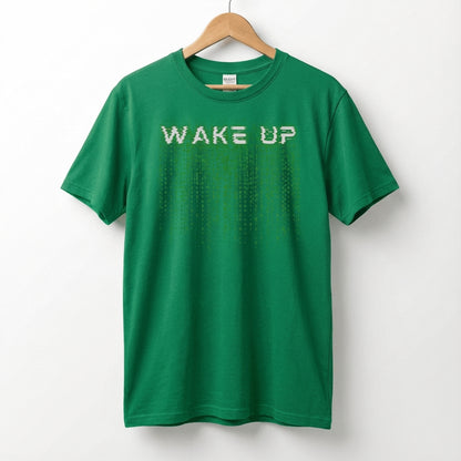 Wake Up Glitch Tee — Matrix-Inspired Cyberpunk Sci‑Fi T-Shirt for Tech & Movie Fans