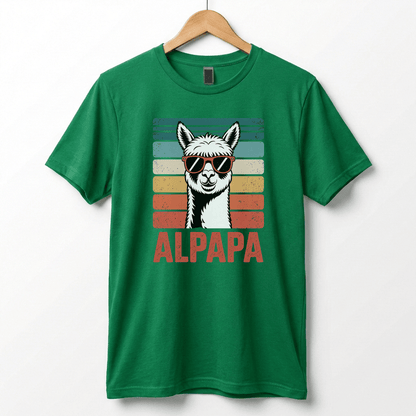 Alpapa Retro Alpaca Dad T-Shirt - Funny Father's Day Gift for Dads - Vintage Pun Shirt