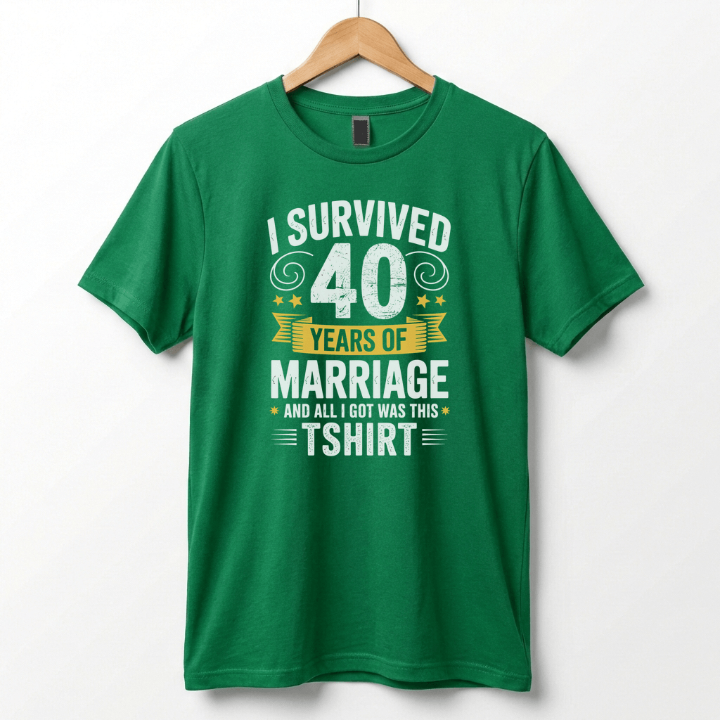 I Survived 40 Years of Marriage Funny Ruby Wedding Anniversary T-Shirt