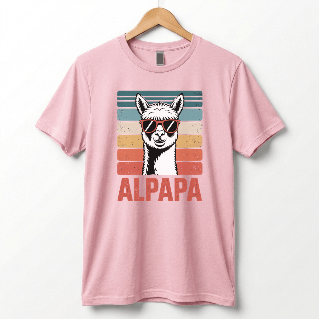 Alpapa Retro Alpaca Dad T-Shirt - Funny Father's Day Gift for Dads - Vintage Pun Shirt