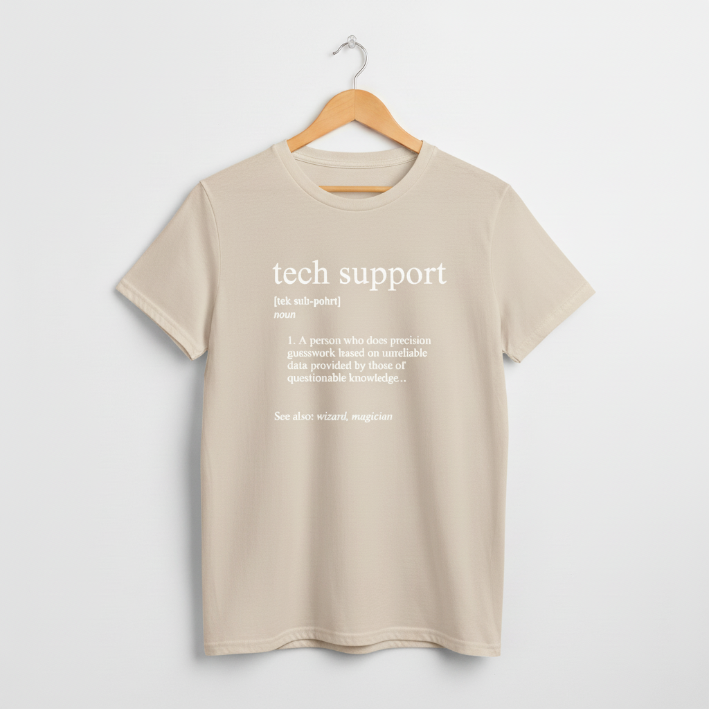 UK - Funny Tech Support Definition T-Shirt - Geeky Computer Help Tee, IT Nerd Joke Shirt, Programmer Gift Idea, Computer Science Top